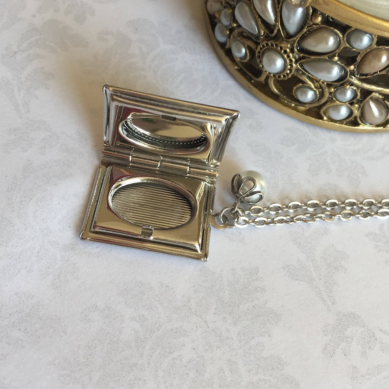 Victorian Book Locket Necklace: Lady Cameo, Book Lover Gift