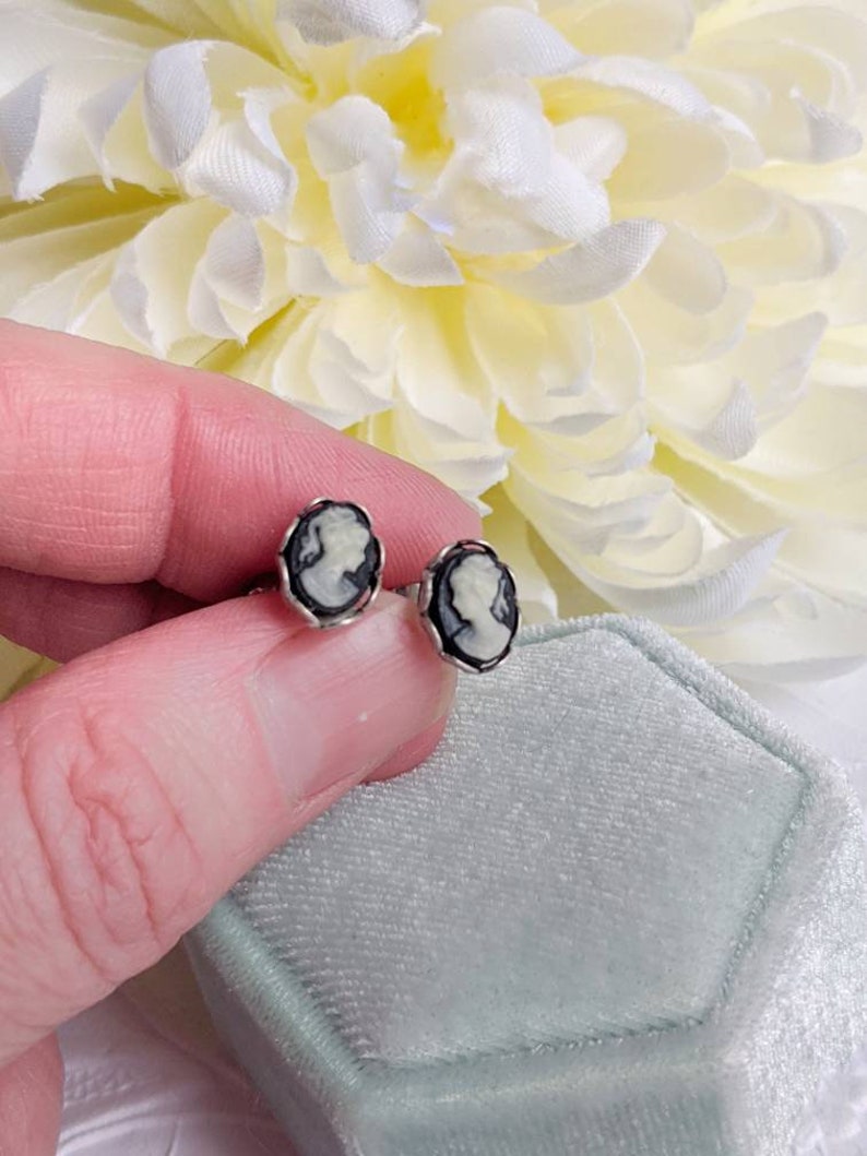 Handmade Carnelian Cameo Stud Earrings | Vintage Goddess Jewelry