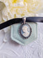Blue Cameo Choker: Victorian Gothic Black Ribbon Necklace