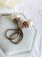 Ivory Pearl Drop Earrings: Vintage Bronze Lever-Back Bridal Jewelry