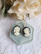 Black Cameo Leverback Earrings: Victorian Lady Silhouette Jewelry