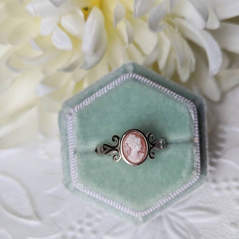 Carnelian Cameo Ring: Sterling Silver Adjustable Victorian Jewelry