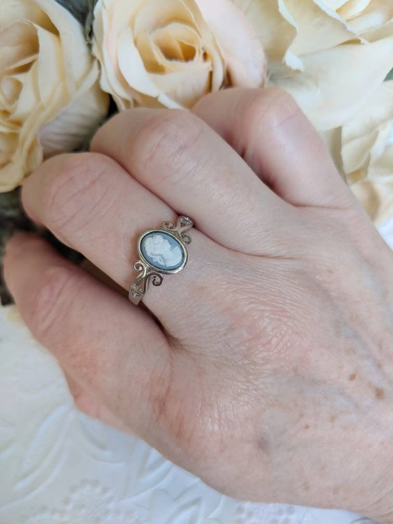 Sterling Silver Cameo Ring: Adjustable Greek Goddess Jewelry