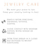 Jewelry care instructions with icons on a white background