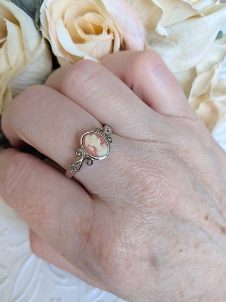 Sterling Silver Cameo Ring: Adjustable Greek Goddess Jewelry