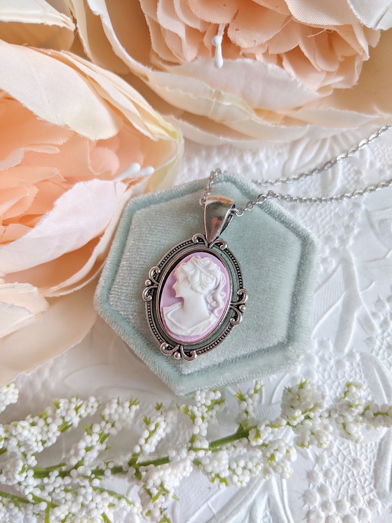 Victorian Cameo Necklace: Vintage Style Lady Pendant, Antique Silver
