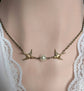 Collier Hirondelle en argent avec perle : Ras du cou de mariée, Bijoux de mariage vintage