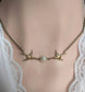 Sparrow Necklace: Bird Choker with Pearl Kiss, Antiqued Finish
