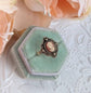 Green Cameo Ring, Vintage Style Adjustable Brass Ring