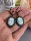 Turquoise Cameo Earrings: Victorian Style Antiqued Bronze Jewelry