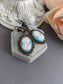 Turquoise Cameo Earrings: Victorian Style Antiqued Bronze Jewelry