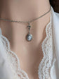 Blue Cameo Necklace: Silver Fleur de Lys Victorian Style Pendant