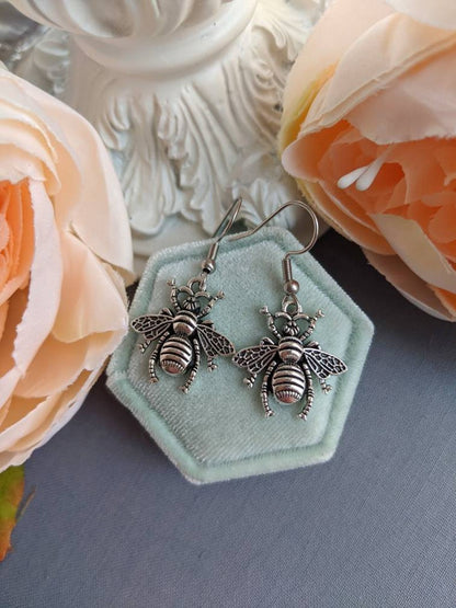 Gold Bee Earrings, Whimsigothic Jewelry Gift for Nature Lover