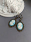 Turquoise Cameo Earrings: Victorian Style Antiqued Bronze Jewelry