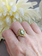 Green Cameo Ring, Vintage Style Adjustable Brass Ring