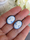 Blue Cameo Earrings in Black Lever backs, Gothic Victorian Jewelry