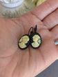 Black Cameo Earrings: Gold Lever Backs, Victorian Style