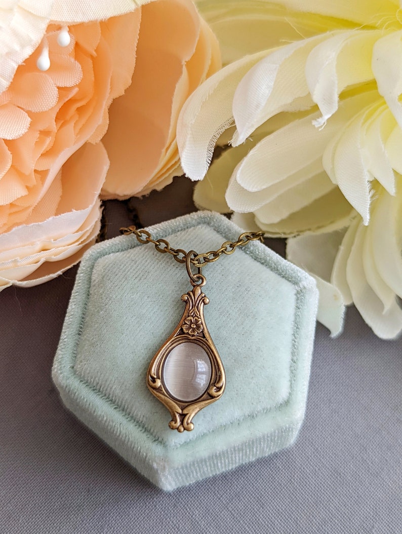 Victorian Pink Pendant Necklace, Vintage Style Historical Costume Jewelry