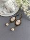 Peach Cameo Pearl Drop Earrings – Victorian Style Antiqued Brass Jewelry