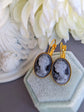 Blue Cameo Lever Back Earrings: Vintage Style Portrait Jewelry
