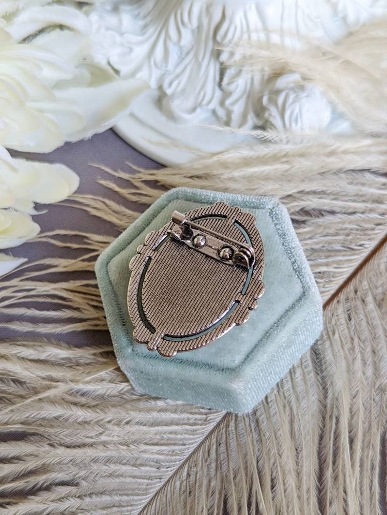 Blue Hummingbird Cameo Brooch | Antiqued Silver Bird Pin Jewelry