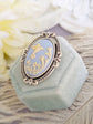 Blue Hummingbird Cameo Brooch | Antiqued Silver Bird Pin Jewelry