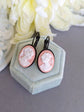 Pink Cameo Earrings, Vintage Style Portrait Jewelry, Modern Victorian