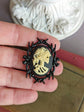 Lady Skull Brooch - Gothic Black Cameo - Dark Academia Whimsigothic Jewelry