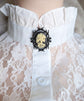 Lady Skull Brooch - Gothic Black Cameo - Dark Academia Whimsigothic Jewelry