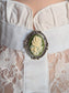 Blue Cameo Brooch: Cabbage Rose Pin, Victorian Style Jewelry