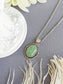 Green Aventurine Necklace, Vintage Silver Crystal Pendant Jewelry