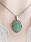 Green Aventurine Necklace, Vintage Silver Crystal Pendant Jewelry