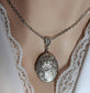 Embossed Floral Silver Locket Necklace | Vintage Photo Pendant Gift