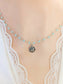 Silver Rose Necklace: Aqua Chalcedony Rosary Chain Pendant
