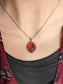 Red Carnelian Necklace, Vintage Silver Pendant, Natural Crystal Jewelry