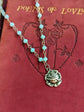 Silver Rose Necklace: Aqua Chalcedony Rosary Chain Pendant