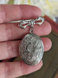 Embossed Floral Locket Brooch: Vintage Style Bridal Bouquet Charm