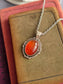 Red Carnelian Necklace, Vintage Silver Pendant, Natural Crystal Jewelry