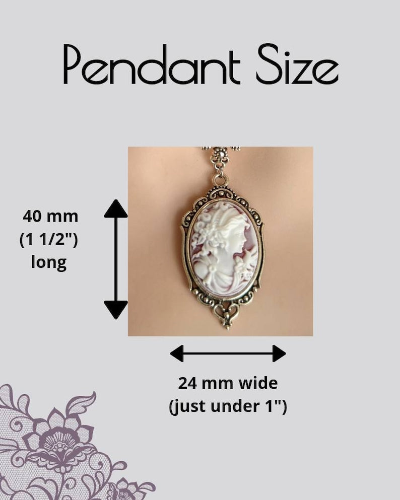 Blue Cameo Necklace Victorian Silver Pendant Vintage Style Jewelry