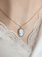 Gold Cameo Necklace, Dainty Blue Portrait Pendant, Vintage Style Handmade Jewelry