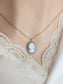 Gold Cameo Necklace, Dainty Blue Portrait Pendant, Vintage Style Handmade Jewelry