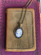 Blue Cameo Necklace, Victorian Style Goddess Jewelry Gift for Her