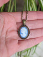 Blue Cameo Necklace, Victorian Style Goddess Jewelry Gift for Her