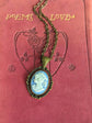 Blue Cameo Necklace, Victorian Style Goddess Jewelry Gift for Her