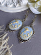 Blue Hummingbird Cameo Earrings: Vintage Style Romantic Jewelry