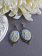 Blue Hummingbird Cameo Earrings: Vintage Style Romantic Jewelry
