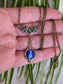 Vintage Sapphire Blue Necklace | Floral Teardrop Pendant, Art Nouveau