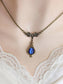Vintage Sapphire Blue Necklace | Floral Teardrop Pendant, Art Nouveau