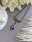 Vintage Sapphire Blue Necklace | Floral Teardrop Pendant, Art Nouveau