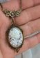 Victorian Goddess Cameo Necklace, Antique Brass Pendant, Wedding Jewelry